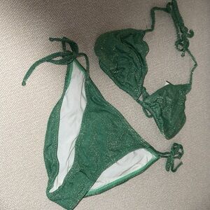 Green Glitter Women's Swim Set